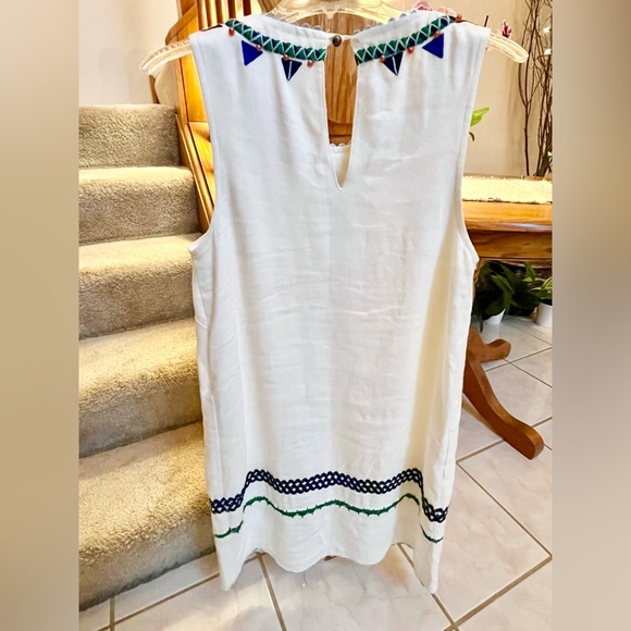 Anthropologie Postmark Embellished Linen Shift Dress size 2  EUC - Picture 5 of 11